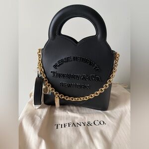 Viral Tiffany & Co. Black Velvet Heart Handbag with Gold charm Chain